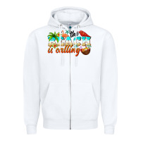 White the beach is calling Zipper Hoodie - NancyCooperArtShop