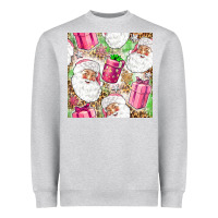 Heather Grey Pink Christmas Santa Claus and gift box Heavyweight Sweatshirt - NancyCooperArtShop