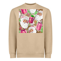 Mushroom Pink Christmas Santa Claus and gift box Heavyweight Sweatshirt - NancyCooperArtShop