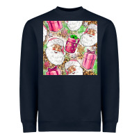Pink Christmas Santa Claus And Gift Box Heavyweight Sweatshirt | Teevron