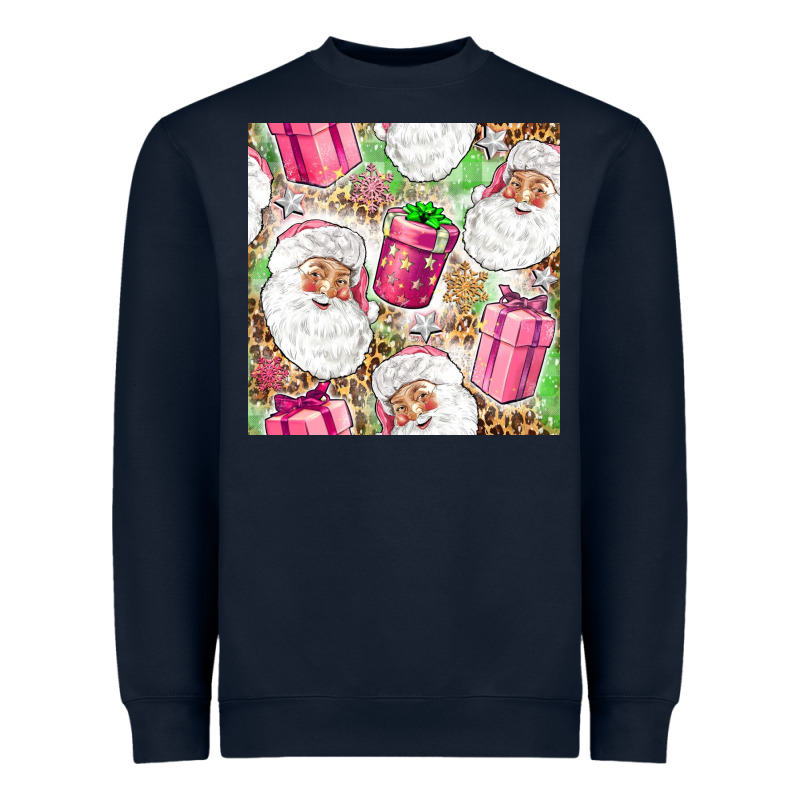 Pink Christmas Santa Claus And Gift Box Heavyweight Sweatshirt by NancyCooperArtShop | Teevron