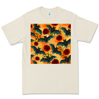 Bone halloween bat and roses seamless pattern Premium Tee - BundleAndBundleShop