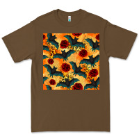 Cacao halloween bat and roses seamless pattern Premium Tee - BundleAndBundleShop