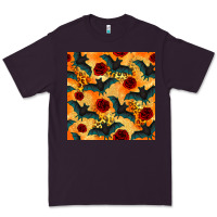 Plum halloween bat and roses seamless pattern Premium Tee - BundleAndBundleShop