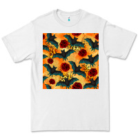 White halloween bat and roses seamless pattern Premium Tee - BundleAndBundleShop