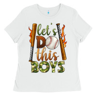 White let's do this boys baseball Ladies Tee - BundleAndBundleShop