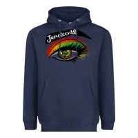 Navy juneteenth eyelash cowgirl Heavyweight Hoodie - CowGirlArtShop