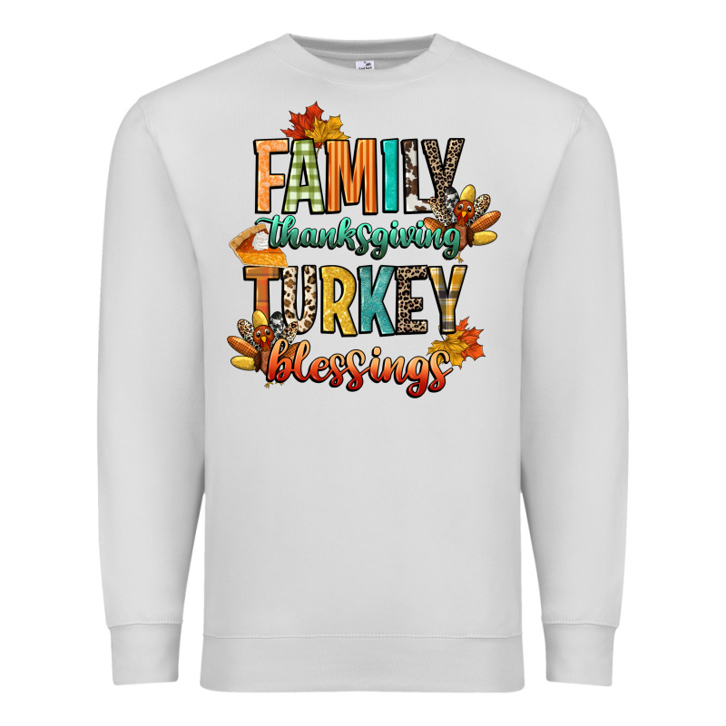 Family Thanksgiving Turkey Blessing Premium Sweatshirt by CowGirlArtShop | Teevron