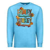 Ocean Blue family thanksgiving turkey blessing Premium Sweatshirt - CowGirlArtShop