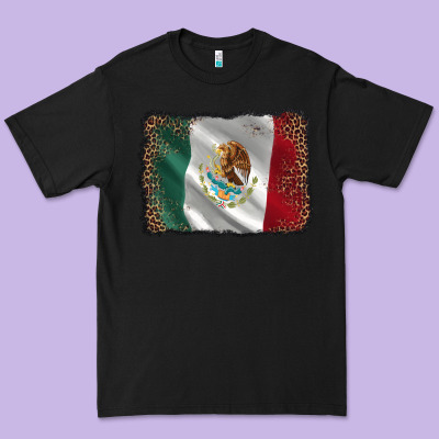 Mexico Flag Black Glitter Leopard Premium Tee Designed By Adodesignshop