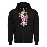 Black cute cow Zipper Hoodie - texasbilliewilder