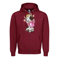Burgundy cute cow Zipper Hoodie - texasbilliewilder