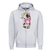 Heather Grey cute cow Zipper Hoodie - texasbilliewilder