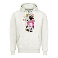 Oatmeal Heather cute cow Zipper Hoodie - texasbilliewilder