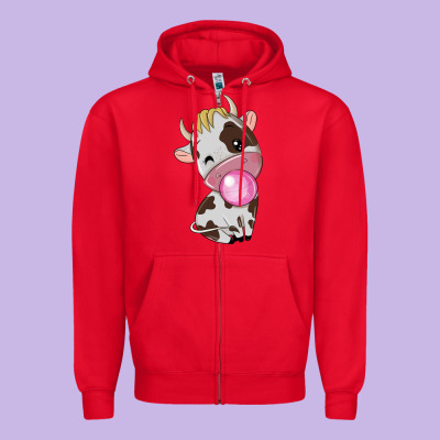 Cute Cow Zipper Hoodie Designed By Texasbilliewilder