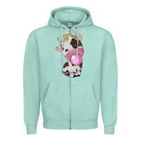 Seafoam cute cow Zipper Hoodie - texasbilliewilder