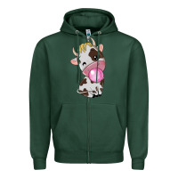 Sports Green cute cow Zipper Hoodie - texasbilliewilder