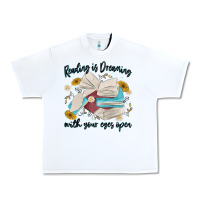 White reading is dreaming with your eyes open Urban Heavy Tee - MaliasSmallBusiness