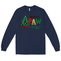 Navy happy pawlidays christmas pets Long Sleeve Tee - MaliasSmallBusiness