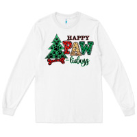 White happy pawlidays christmas pets Long Sleeve Tee - MaliasSmallBusiness