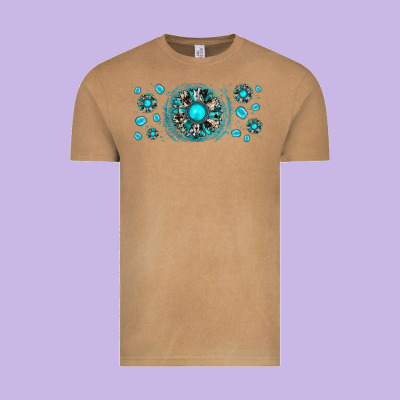 Turquoise Gemstone Sunflower Vintage Tee Designed By Jahusdesignshop
