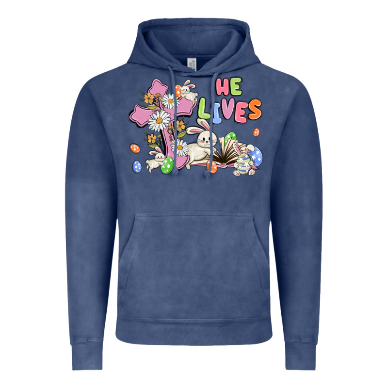 He Lives With Bunnys And Eggs Vintage Hoodie by MaliasSmallBusiness | Teevron