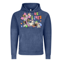 Vintage Denim he lives with bunnys and eggs Vintage Hoodie - MaliasSmallBusiness