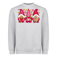 Heather Grey Pink Christmas gnomes Heavyweight Sweatshirt - NancyCooperArtShop