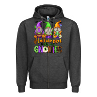 Charcoal Heather halloween with my gnomies Zipper Hoodie - texasbilliewilder