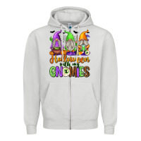 Dove Grey halloween with my gnomies Zipper Hoodie - texasbilliewilder