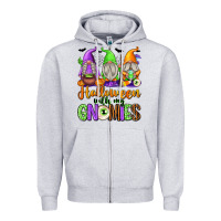 Heather Grey halloween with my gnomies Zipper Hoodie - texasbilliewilder