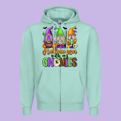 Halloween With My Gnomies Zipper Hoodie Designed By Texasbilliewilder