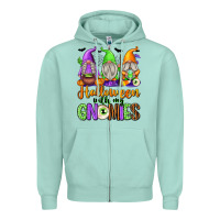 Seafoam halloween with my gnomies Zipper Hoodie - texasbilliewilder