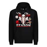 Black tis the season baseball halloween Premium Hoodie - CowGirlArtShop