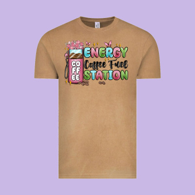 Energy Coffee Fuel Station Vintage Tee Designed By Maliassmallbusiness