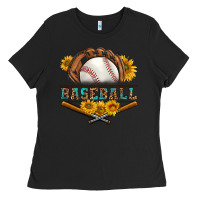 Black western baseball with sunflower Ladies Tee - BundleAndBundleShop
