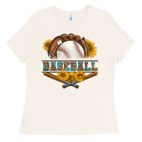 Bone western baseball with sunflower Ladies Tee - BundleAndBundleShop