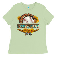 Matcha western baseball with sunflower Ladies Tee - BundleAndBundleShop