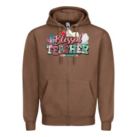 Chestnut blessed teacher school Zipper Hoodie - NancyCooperArtShop