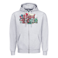 Heather Grey blessed teacher school Zipper Hoodie - NancyCooperArtShop