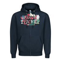 Navy blessed teacher school Zipper Hoodie - NancyCooperArtShop