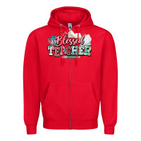 Red blessed teacher school Zipper Hoodie - NancyCooperArtShop