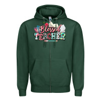 Sports Green blessed teacher school Zipper Hoodie - NancyCooperArtShop