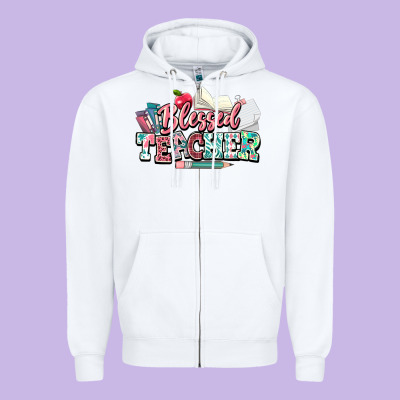 Blessed Teacher School Zipper Hoodie Designed By Nancycooperartshop