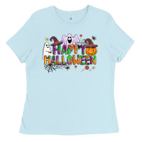 Baby Blue happy halloween Ladies Tee - AdoDesignShop