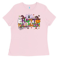 Bubblegum Pink happy halloween Ladies Tee - AdoDesignShop