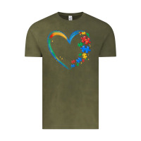 Vintage Olive autism heart Vintage Tee - MaliasSmallBusiness