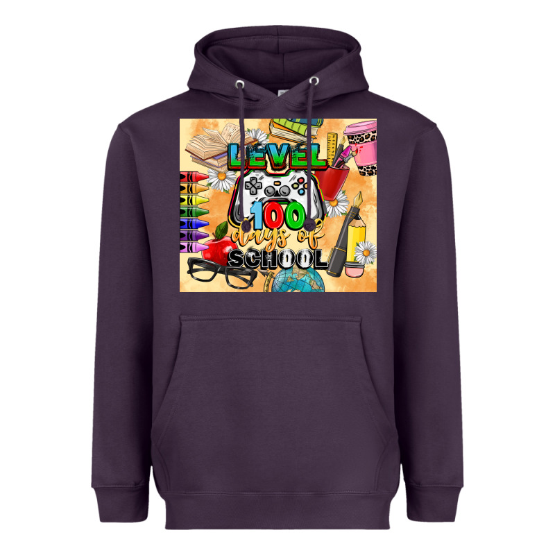 Level 100 Days Of School Heavyweight Hoodie by CowGirlArtShop | Teevron