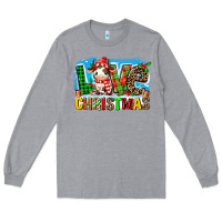 Heather Grey love christmas cow Long Sleeve Tee - MaliasSmallBusiness