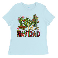 Baby Blue cactus feliz navidad Ladies Tee - JahusDesignShop